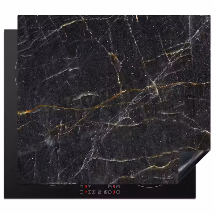 Herdabdeckplatte - Marmor - Schwarz - Gold - Grau - Marmorstruktur