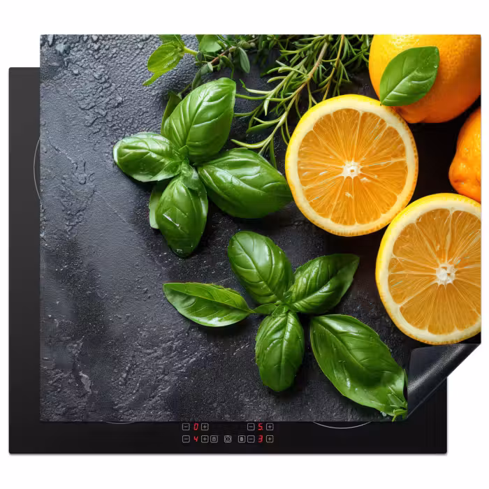 Herdabdeckplatte - Obst - Grau - Konkret - Orange - Pflanzen