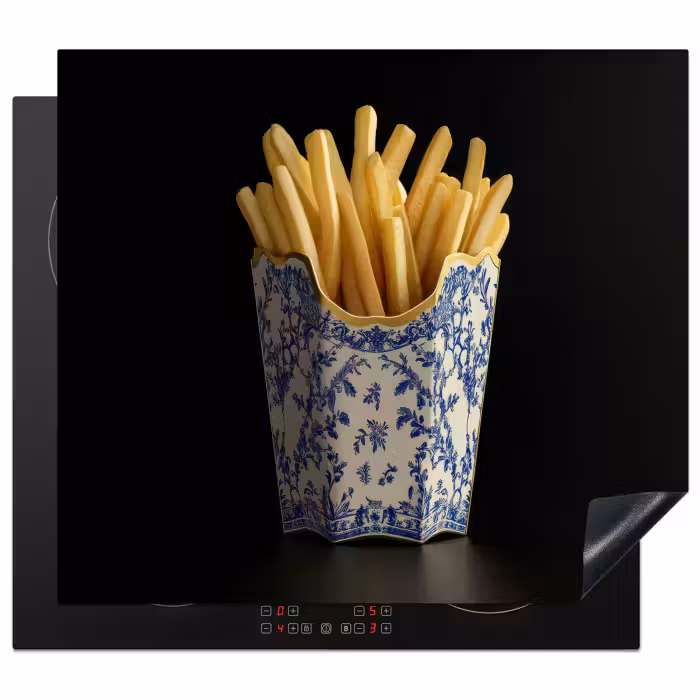 Herdabdeckplatte - Pommes frites - Porzellan - Delfter Blau - Lebensmittel