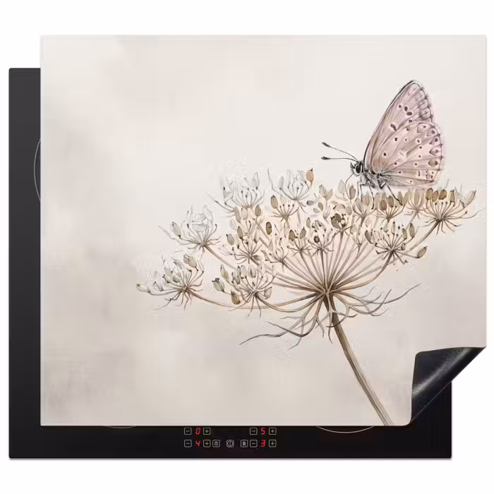 Herdabdeckplatte - Schmetterling - Blume - Natur - Beige