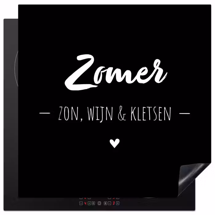 Zomer, zon, wijn & kletsen - Tekst - Zomer - Wijn - Quotes Inductie beschermer vinyl 3mm middel -3d