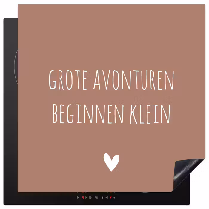 Spreuken - Grote avonturen beginnen klein - Quotes Inductie beschermer vinyl 3mm middel -3d