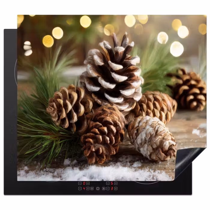 Herdabdeckplatte - Tannenzapfen - Weihnachtsstimmung - Braun - Grün