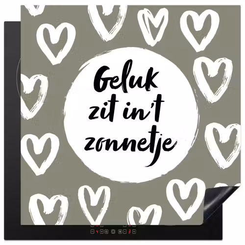 Tekst - geluk zit in 't zonnetje - Quotes - Geluk - Zon Inductie beschermer vinyl 3mm middel -3d