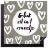 Tekst - geluk zit in 't zonnetje - Quotes - Geluk - Zon Inductie beschermer vinyl 3mm middel -3d