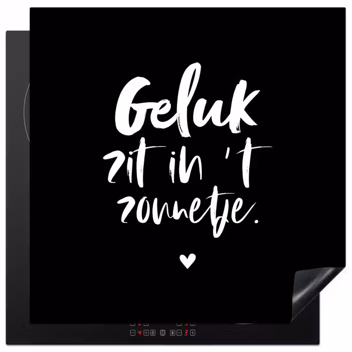Tekst - Geluk zit in 't zonnetje - Quotes - Zomer - Zon Inductie beschermer vinyl 3mm middel -3d