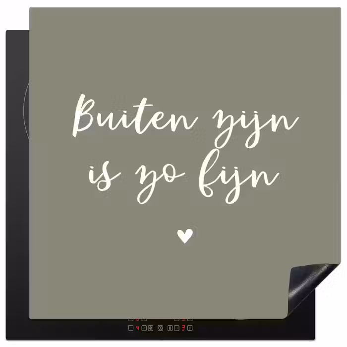 Tekst - Buiten zijn is zo fijn - Zomer - Spreuken Inductie beschermer vinyl 3mm middel -3d