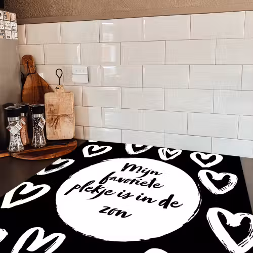 Tekst - Mijn favoriete plekje is in de zon - Quotes - Zomer - Zon Inductie beschermer vinyl 3mm middel -sfeer3