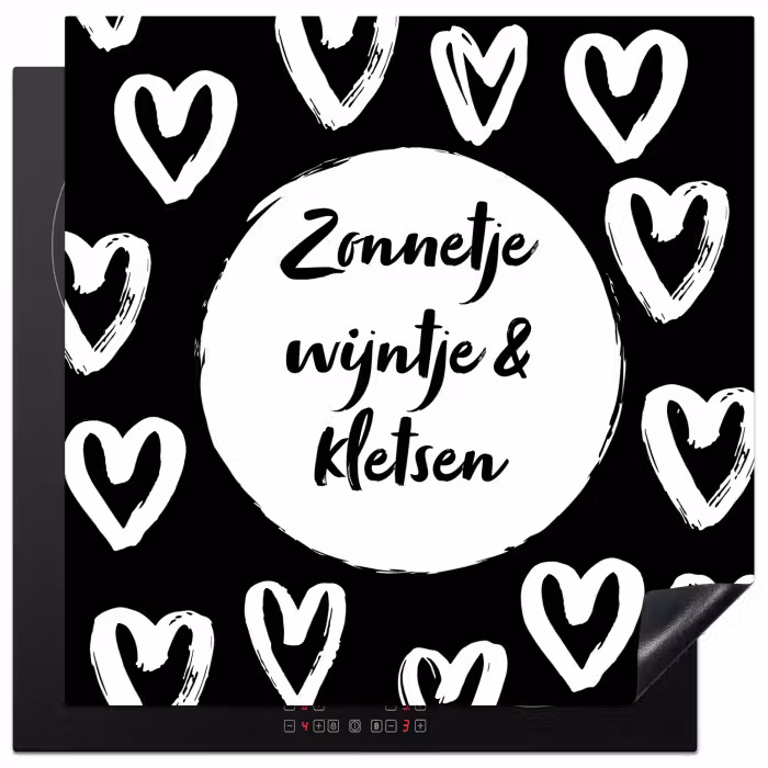Tekst - Zonnetje, wijntje & kletsen - Quotes - Wijn - Tuin Inductie beschermer vinyl 3mm middel -3d