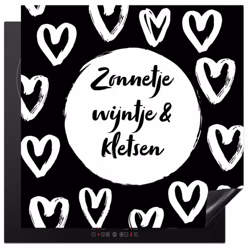 Tekst - Zonnetje, wijntje & kletsen - Quotes - Wijn - Tuin Inductie beschermer vinyl 3mm middel -3d