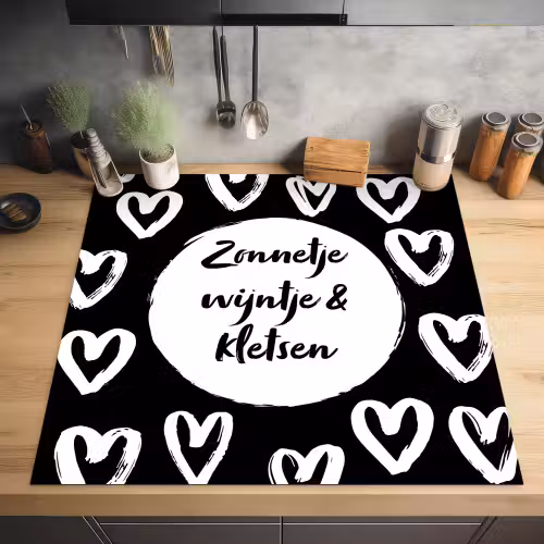Tekst - Zonnetje, wijntje & kletsen - Quotes - Wijn - Tuin Inductie beschermer vinyl 3mm middel -sfeer5