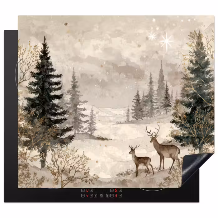 Herdabdeckplatte - Wald - Hirsche - Winter - Schnee