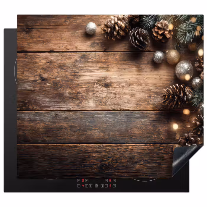 Herdabdeckplatte - Weihnachts-Eckdekoration - Tannenzapfen - Lichter