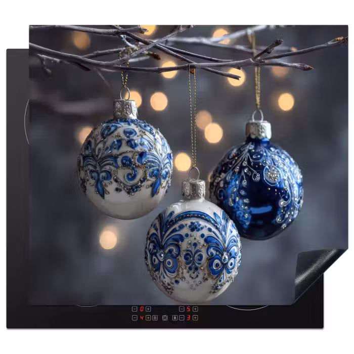 Herdabdeckplatte - Weihnachtskugel - Dekoriert - Blau