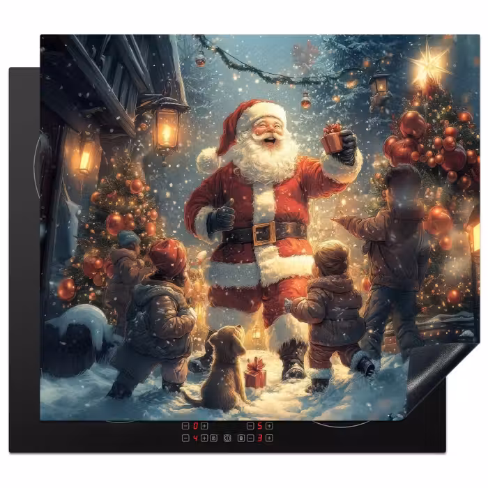 Herdabdeckplatte - Weihnachtsstimmung - Schnee - Farbenfroh