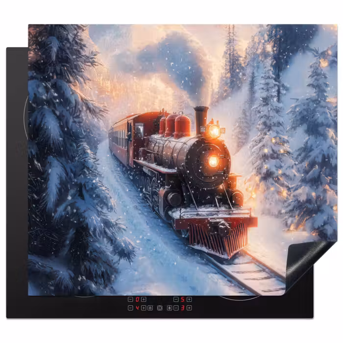 Herdabdeckplatte - Weihnachtszug - Schnee - Winter - Weihnachten