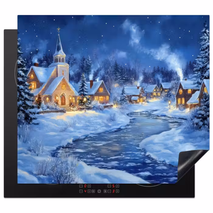 Herdabdeckplatte - Winterabend - Weihnachtsdorf - Dunkelheit