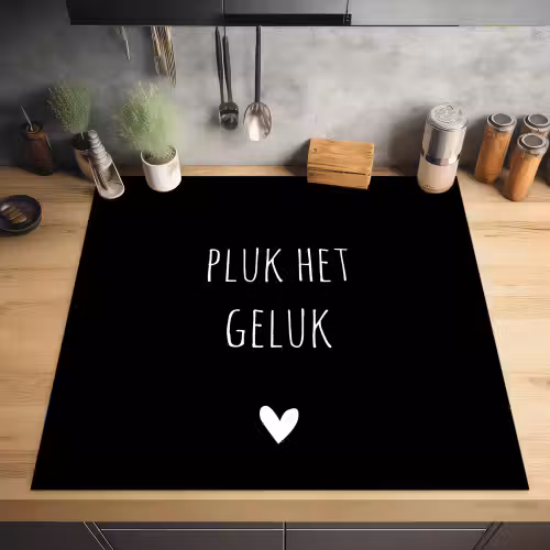 Quote - Spreuken - Pluk het geluk Inductie beschermer vinyl 3mm middel -sfeer5