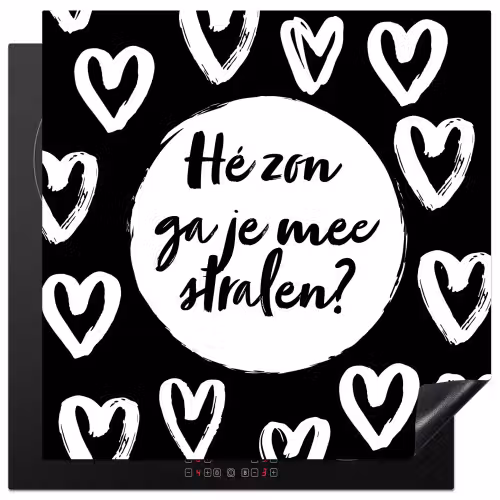 Quotes - Hé zon, ga je mee stralen? - Tekst - Zon - Zomer Inductie beschermer vinyl 3mm middel -3d