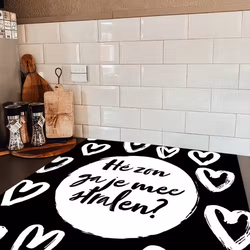 Quotes - Hé zon, ga je mee stralen? - Tekst - Zon - Zomer Inductie beschermer vinyl 3mm middel -sfeer3