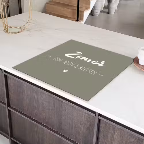 Quotes - Zomer, zon, wijn & kletsen - Tekst - Zomer Inductie beschermer vinyl 3mm middel -sfeer8