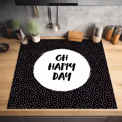 Quotes - Tekst - Oh happy day - Geluk Inductie beschermer vinyl 3mm middel -sfeer5