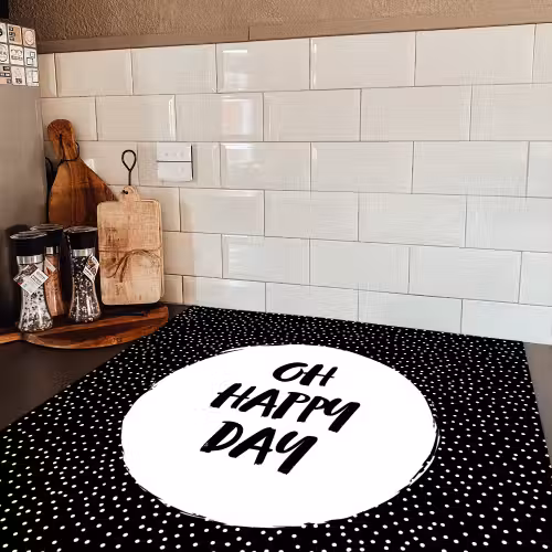 Quotes - Tekst - Oh happy day - Geluk Inductie beschermer vinyl 3mm middel -sfeer3