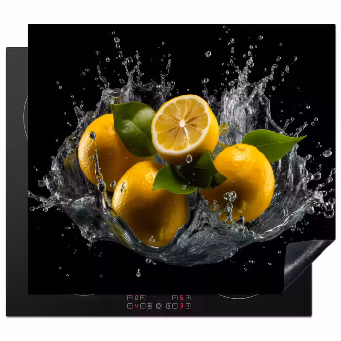 Herdabdeckplatte - Zitrone - Obst - Gelb - Schwarz