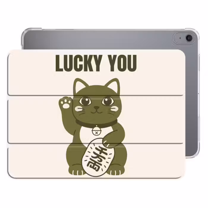 iPad-Hülle - Katze – Glück – Tiere – Modern – Grün