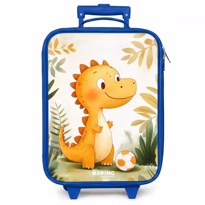 Kinderkoffer Blau - Dino - Fußball - Orange