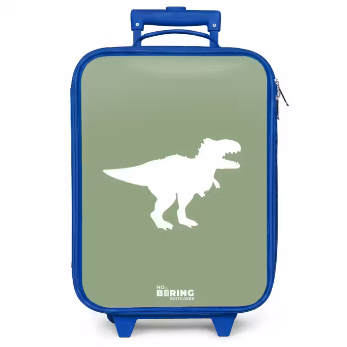 Kinderkoffer Blau - Grün mit T-Rex-Dino