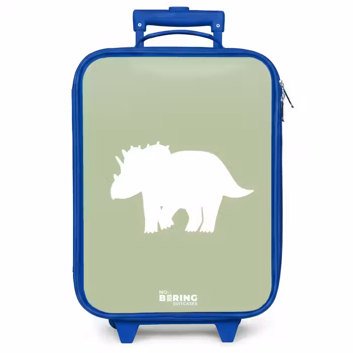 Kinderkoffer Blau - Grün mit Triceratops-Dino