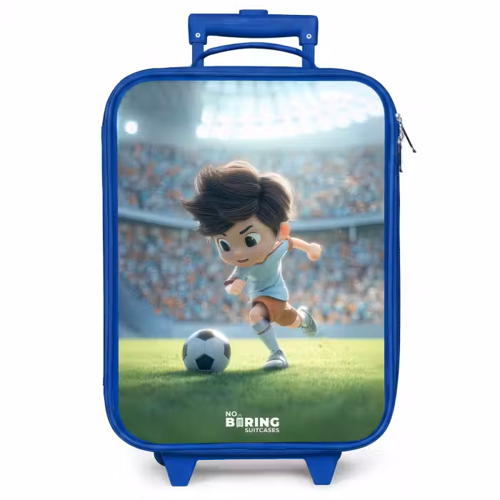 Kinderkoffer Blau - Junge - Fußball - Stadion - Sonnenlicht