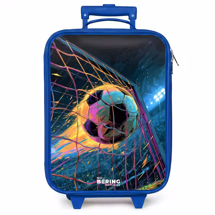 Kinderkoffer Blau - Neon - Netz - Fußball - Farbenfroh