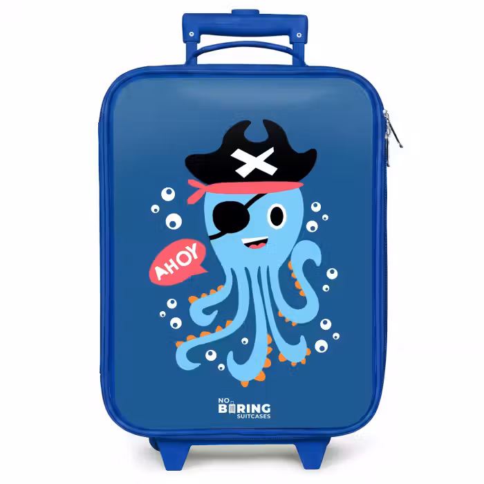 Kinderkoffer Blau - Piratenkrake mit Hut