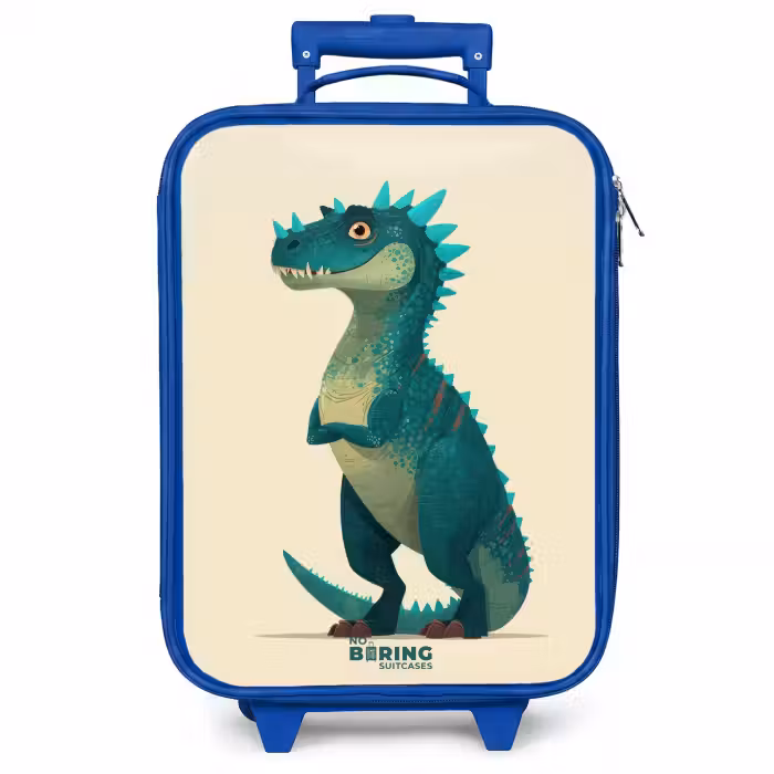 Kinderkoffer Blau - Stacheliger Dino mit freundlichem Blick