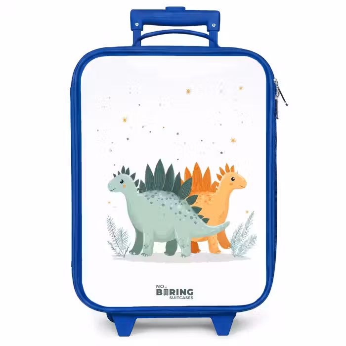 Kinderkoffer Blau - Stegosaurus-Duo unter Sternenhimmel