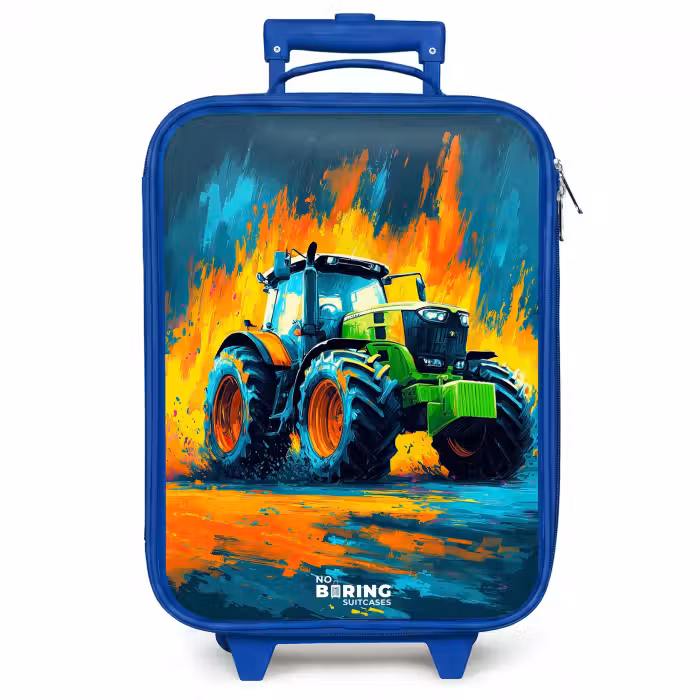 Kinderkoffer Blau - Traktor - Grün - Abstrakt - Pinselstriche