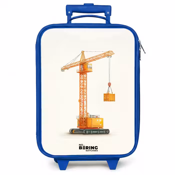 Kinderkoffer Blau - Turmkran - Signiert - Orange