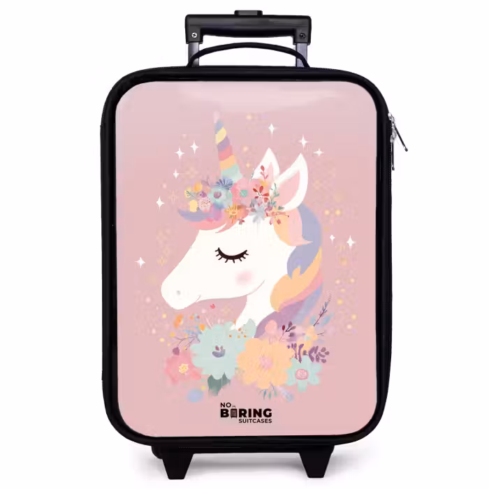 Kinderkoffer - Einhorn - Rosa - Blumen