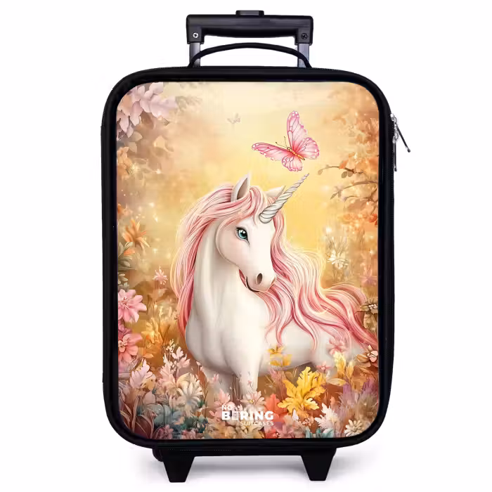 Kinderkoffer - Einhorn - Schmetterling - Rosa - Mähne