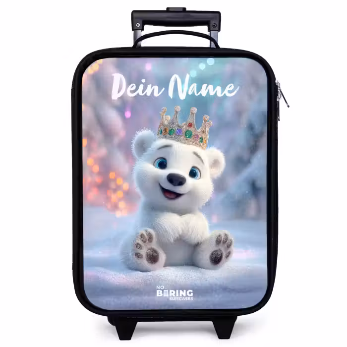Kinderkoffer mit Name - Eisbär - Krone - Winter