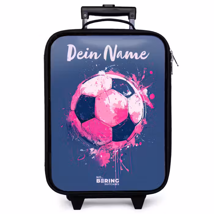 Kinderkoffer mit Name - Fußball Vibes - Farbe - Rosa - Blau