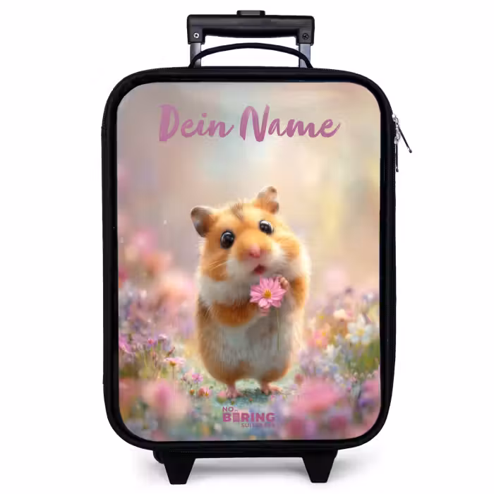 Kinderkoffer mit Name - Hamster - Blume - Natur - Tier