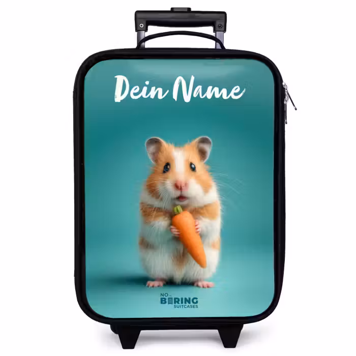 Kinderkoffer mit Name - Hamster - Karotte - Tier