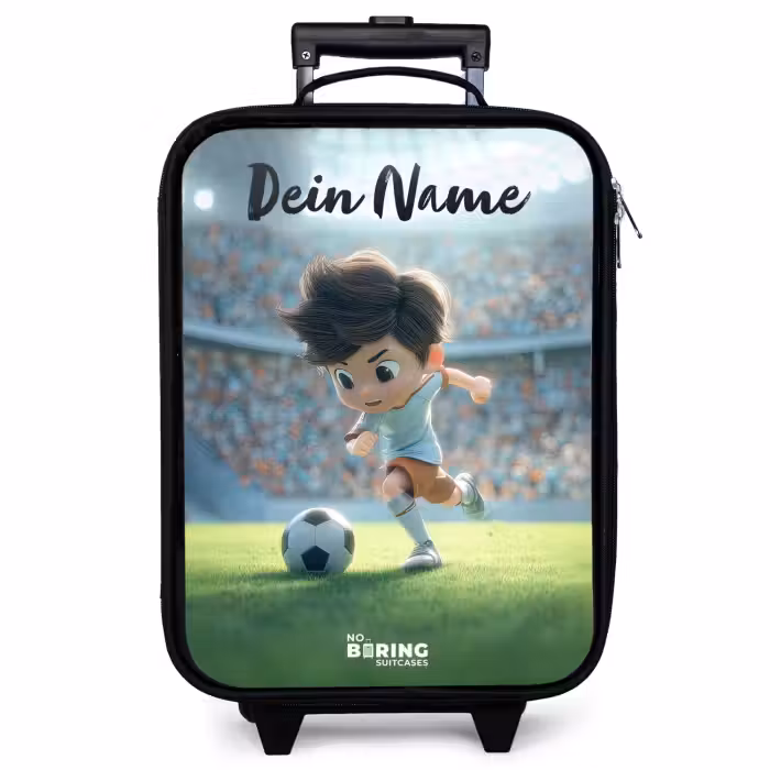 Kinderkoffer mit Name - Junge - Stadion - Fußball - Sonnenlicht