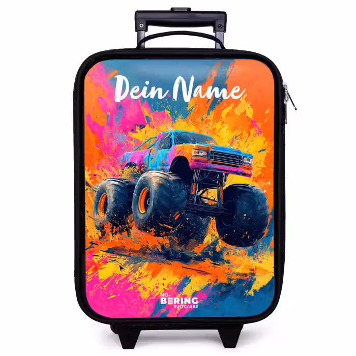 Kinderkoffer mit Name - Monstertruck - Abstrakt - Farbspritzer - Farbenfroh