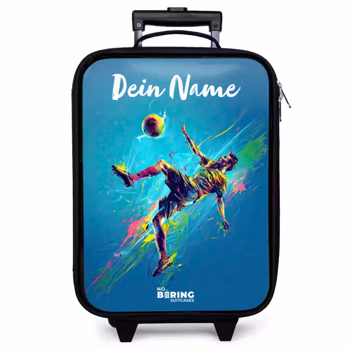 Kinderkoffer mit Name - Neon - Fußball - Kick - Farbenfroh