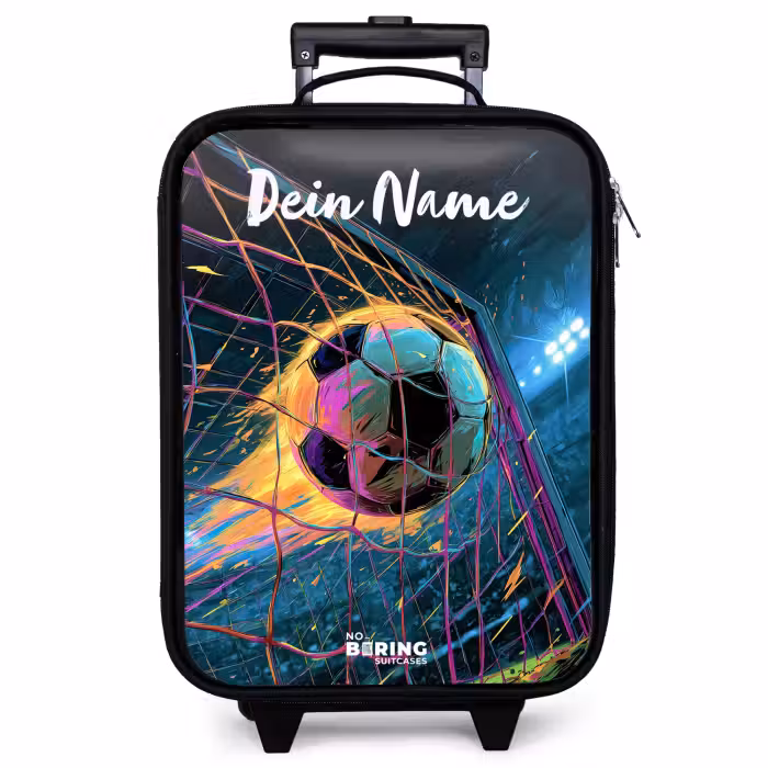Kinderkoffer mit Name - Neon - Netz - Fußball - Farbenfroh