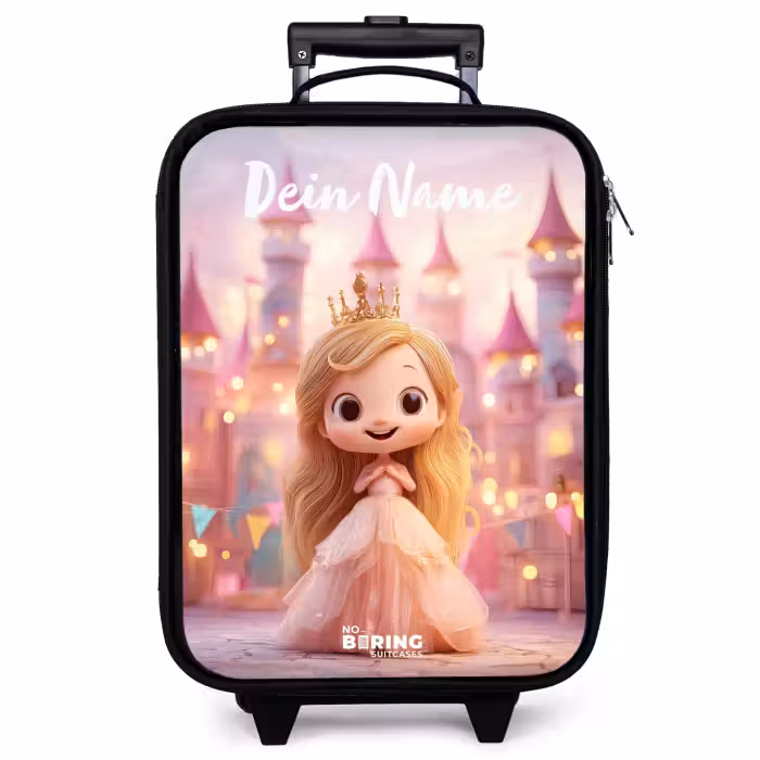Kinderkoffer mit Name - Prinzessin - Rosa - Schloss